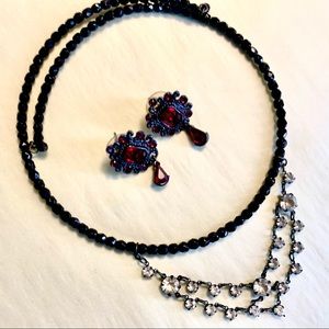 Vintage crystal choker and earrings